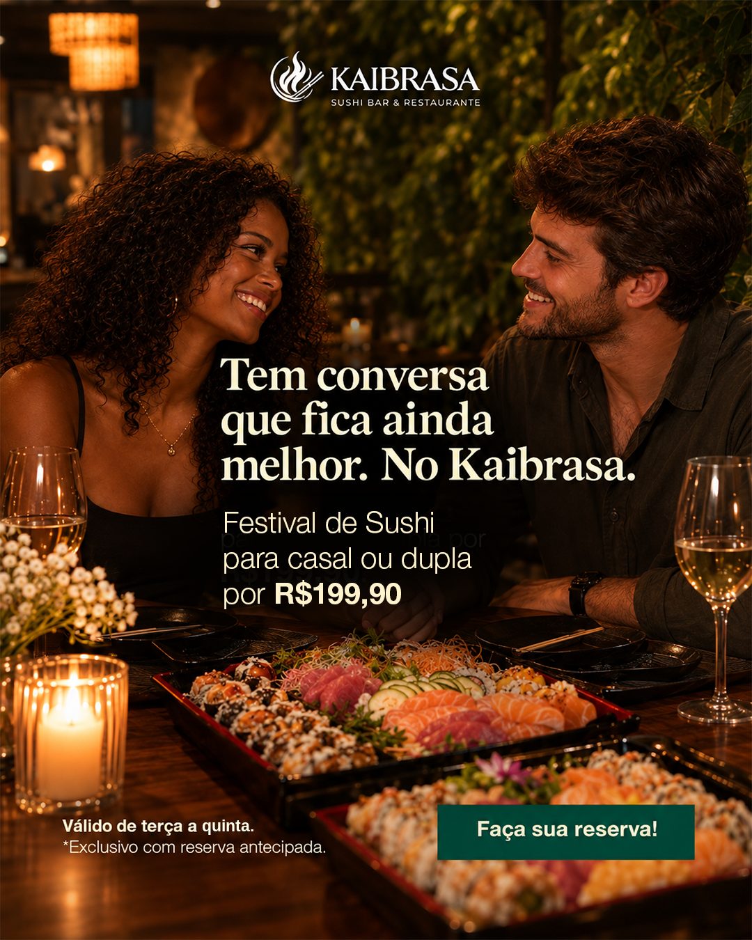 Festival de Sushi para casal ou dupla no KAIBRASA
